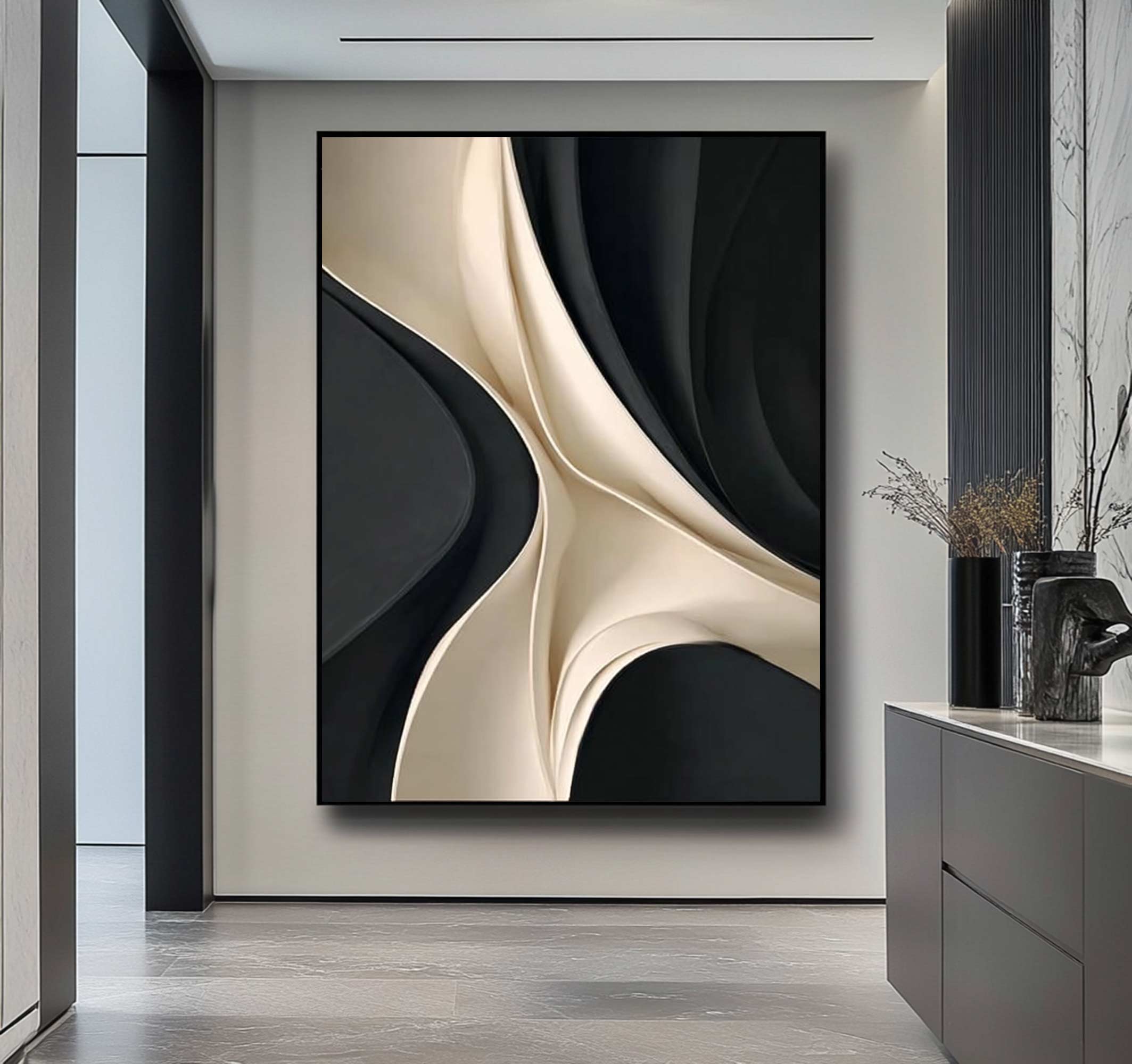 wood sculpture wall art Black and white texture wall decor carving art