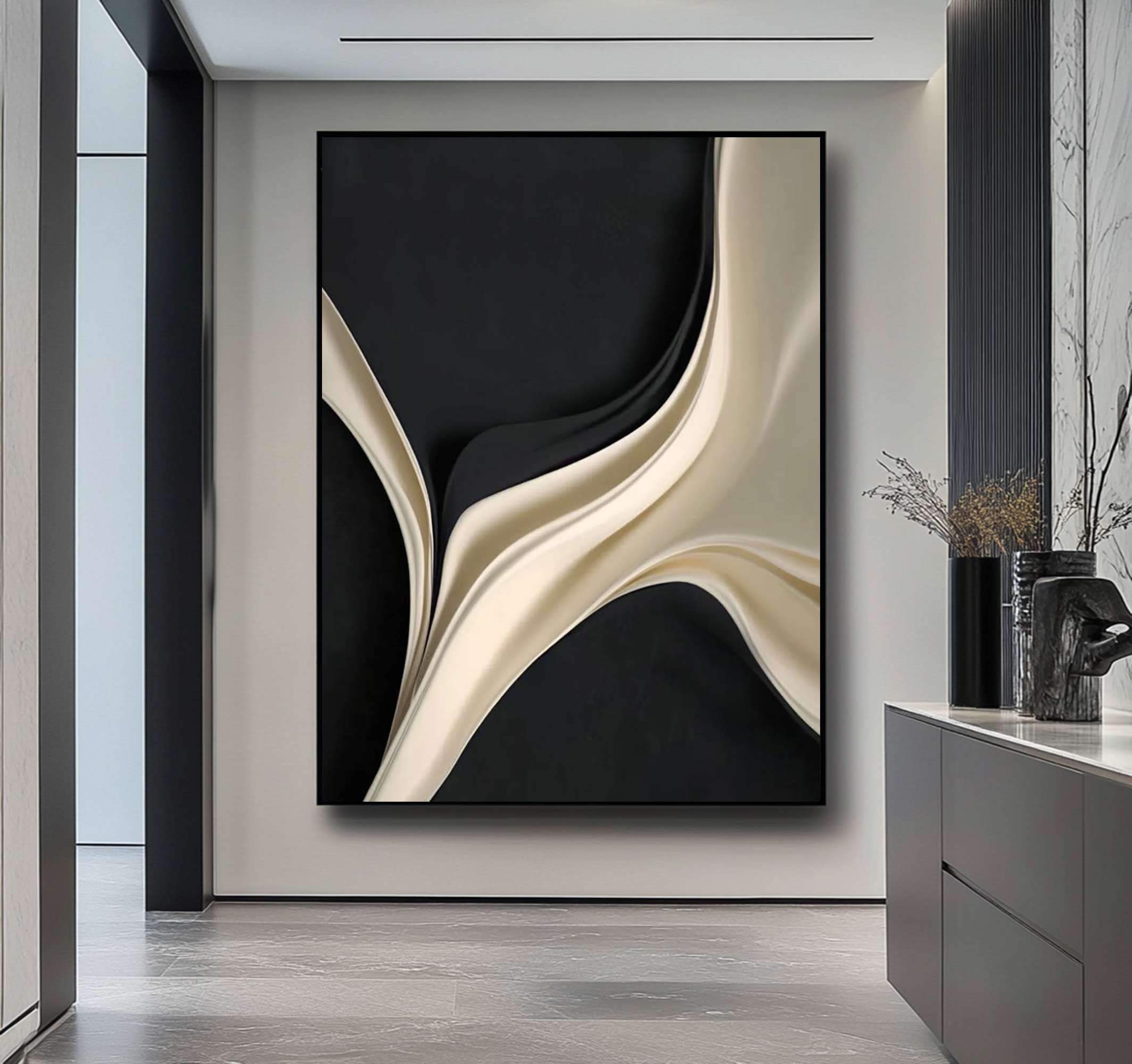 Black and white texture wall decor wood sculpture wall decor painting
