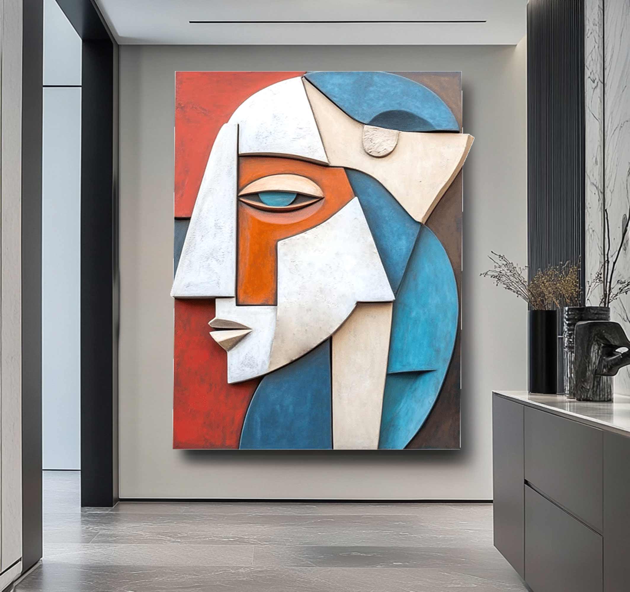 face 3D Textured Wall Decor Wood carving wall art Wooden wall decor Art