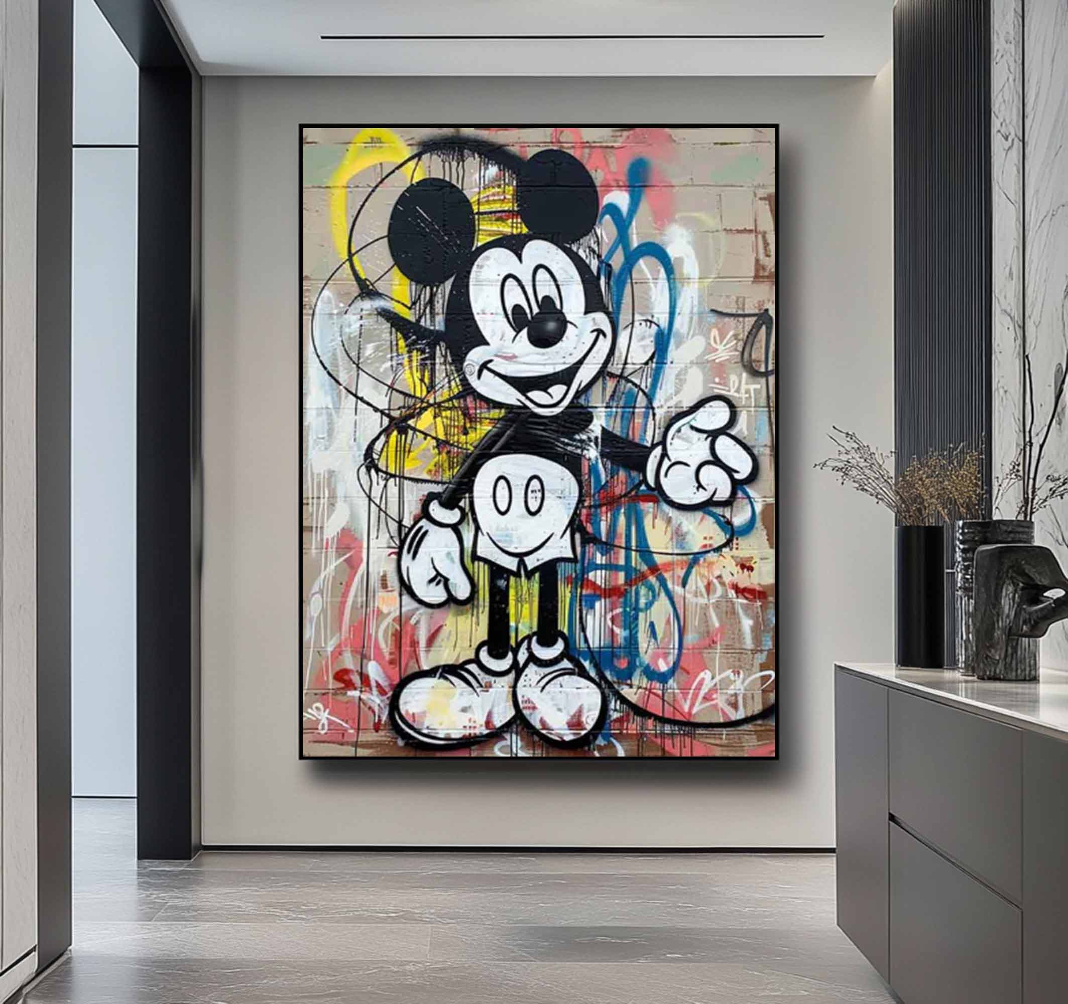street art style graffiti cartoon Mickey Mouse Graffiti painting