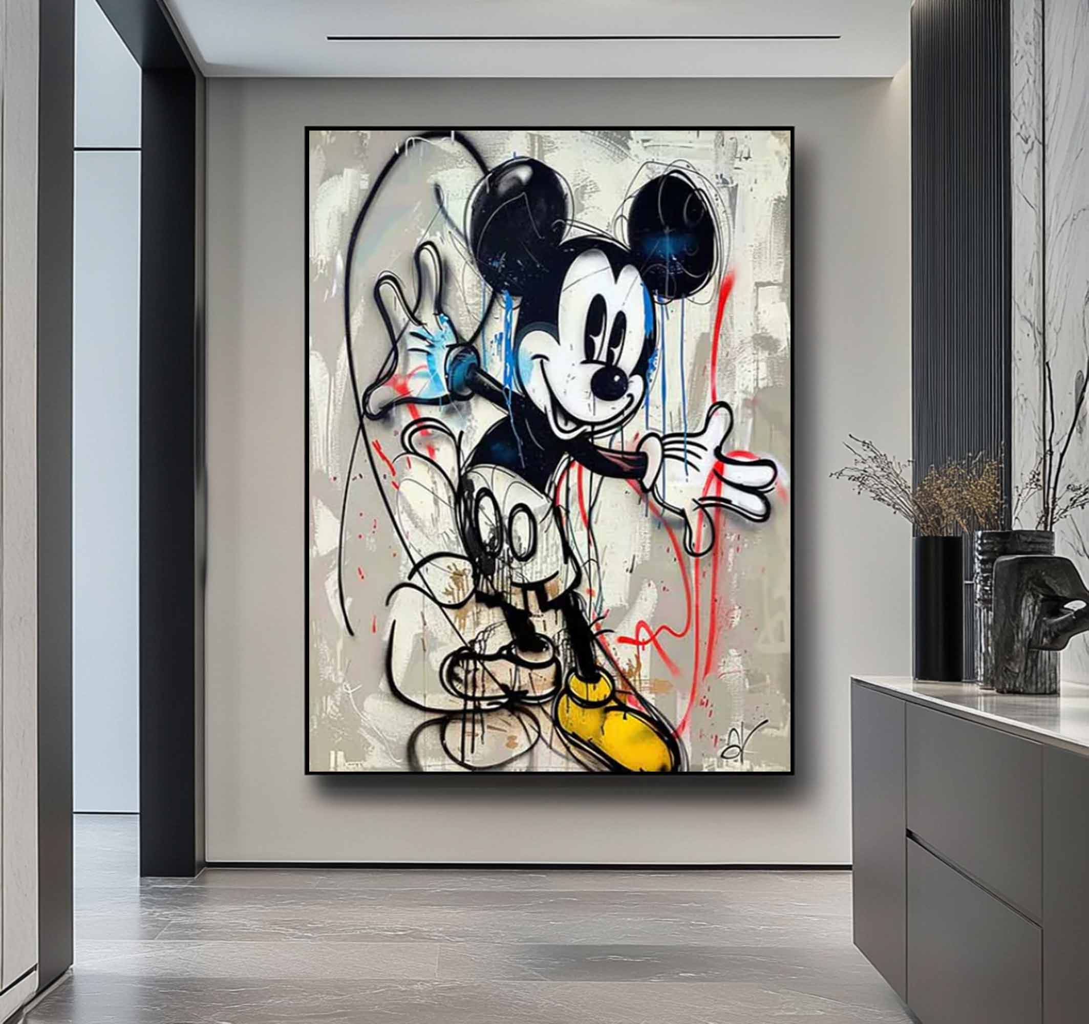 street art style graffiti cartoon Mickey Mouse Graffiti painting