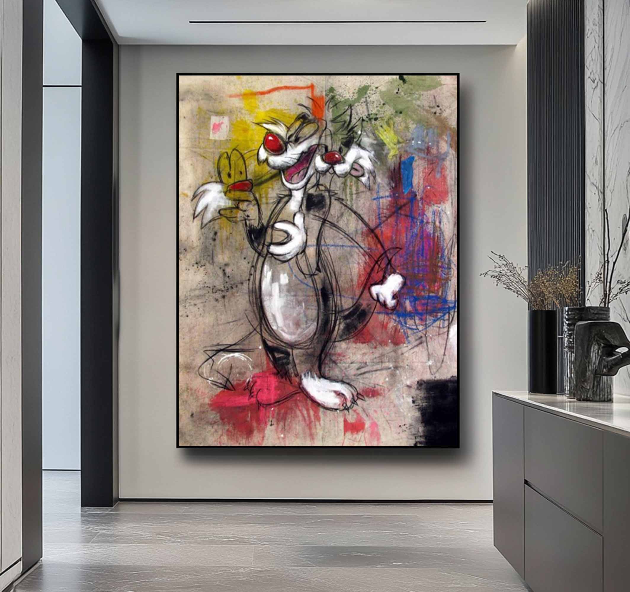 Basquiat style art colorful Pop graffiti Art street graffiti art