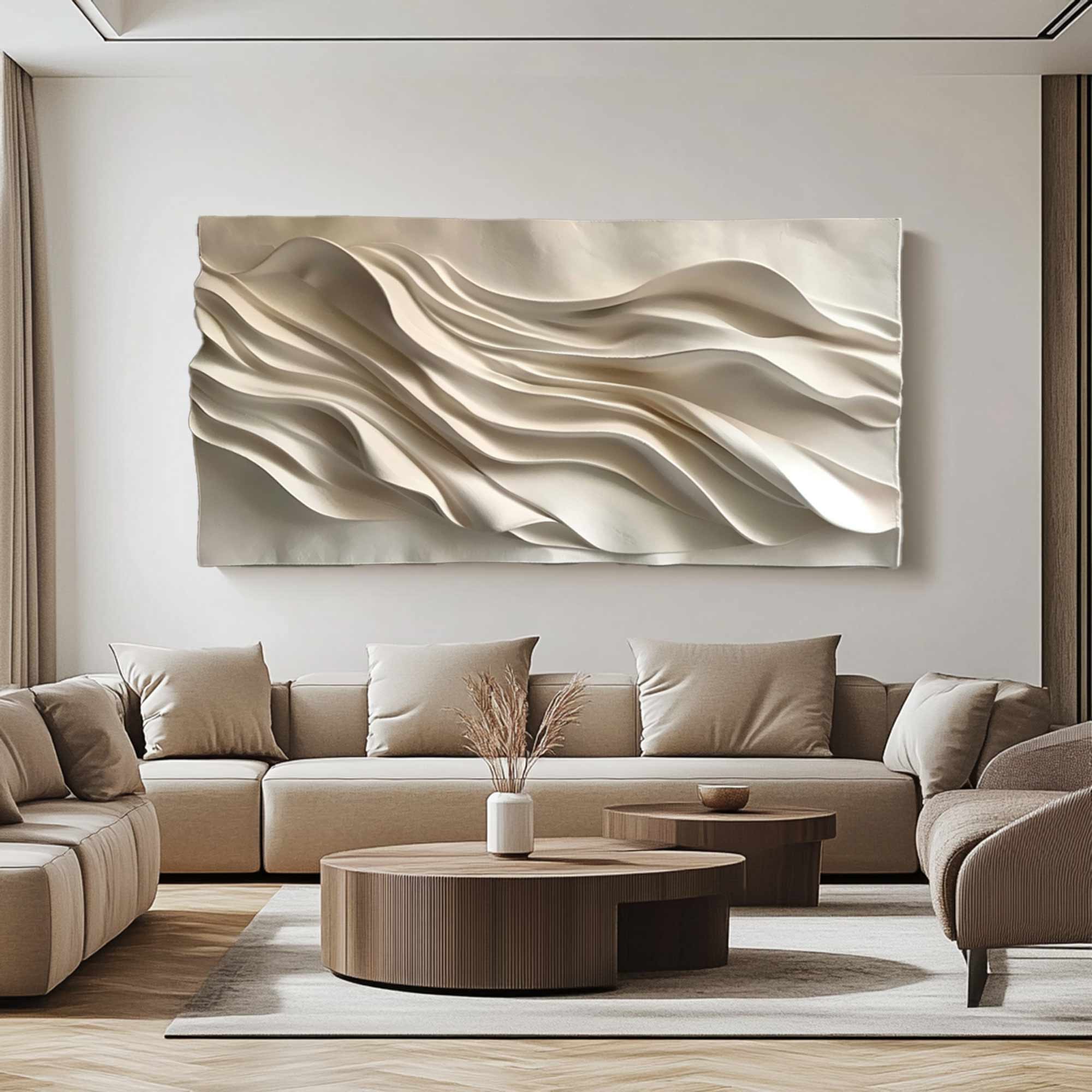 Large Horizontal decor Art Hand-Painted Wood Carving Wall decor art