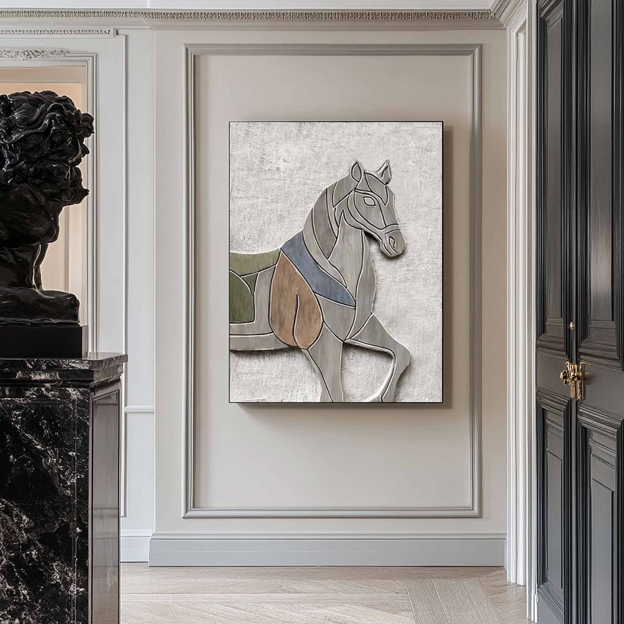 Horse Textured Sculpture wall decor Horse Abstract wood Sculpture art 