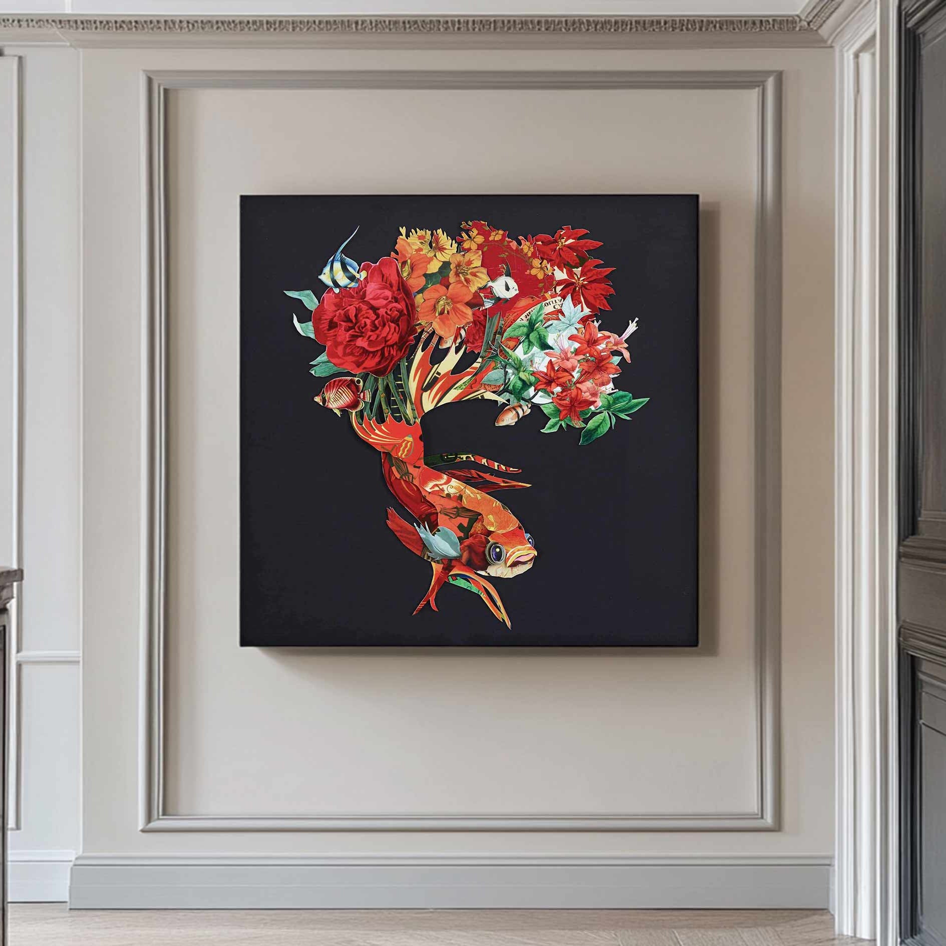 Carp Painting Collage art painting Animal collage art Carp painting