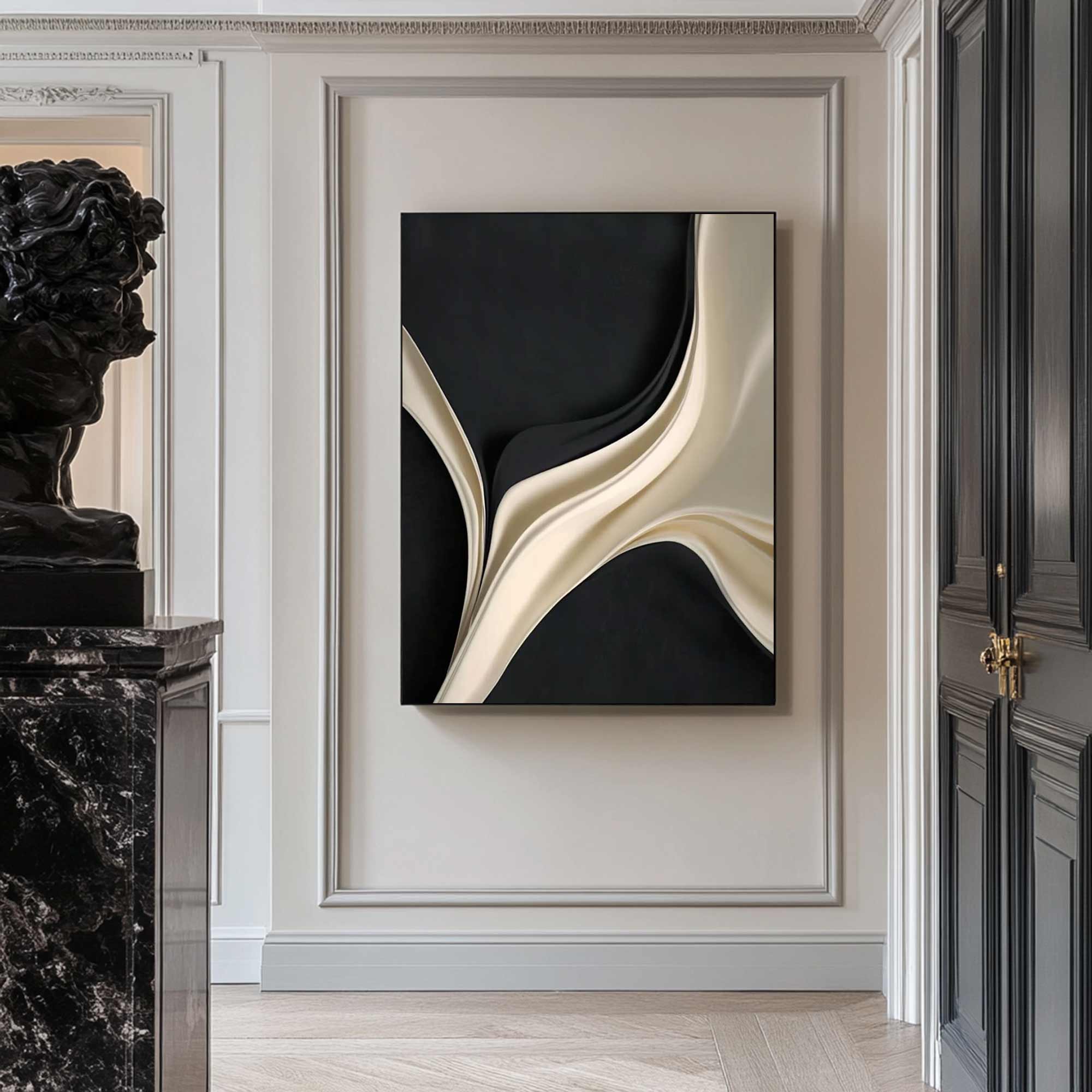 Black and white texture wall decor wood sculpture wall decor painting