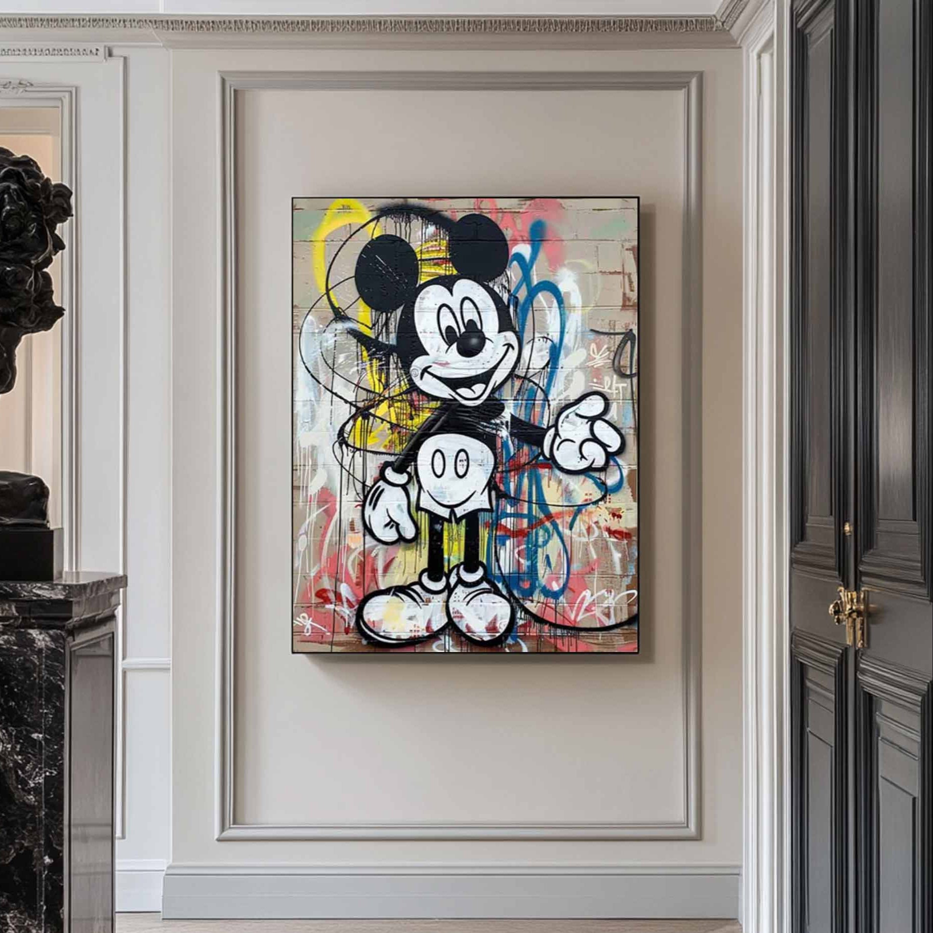 street art style graffiti cartoon Mickey Mouse Graffiti painting