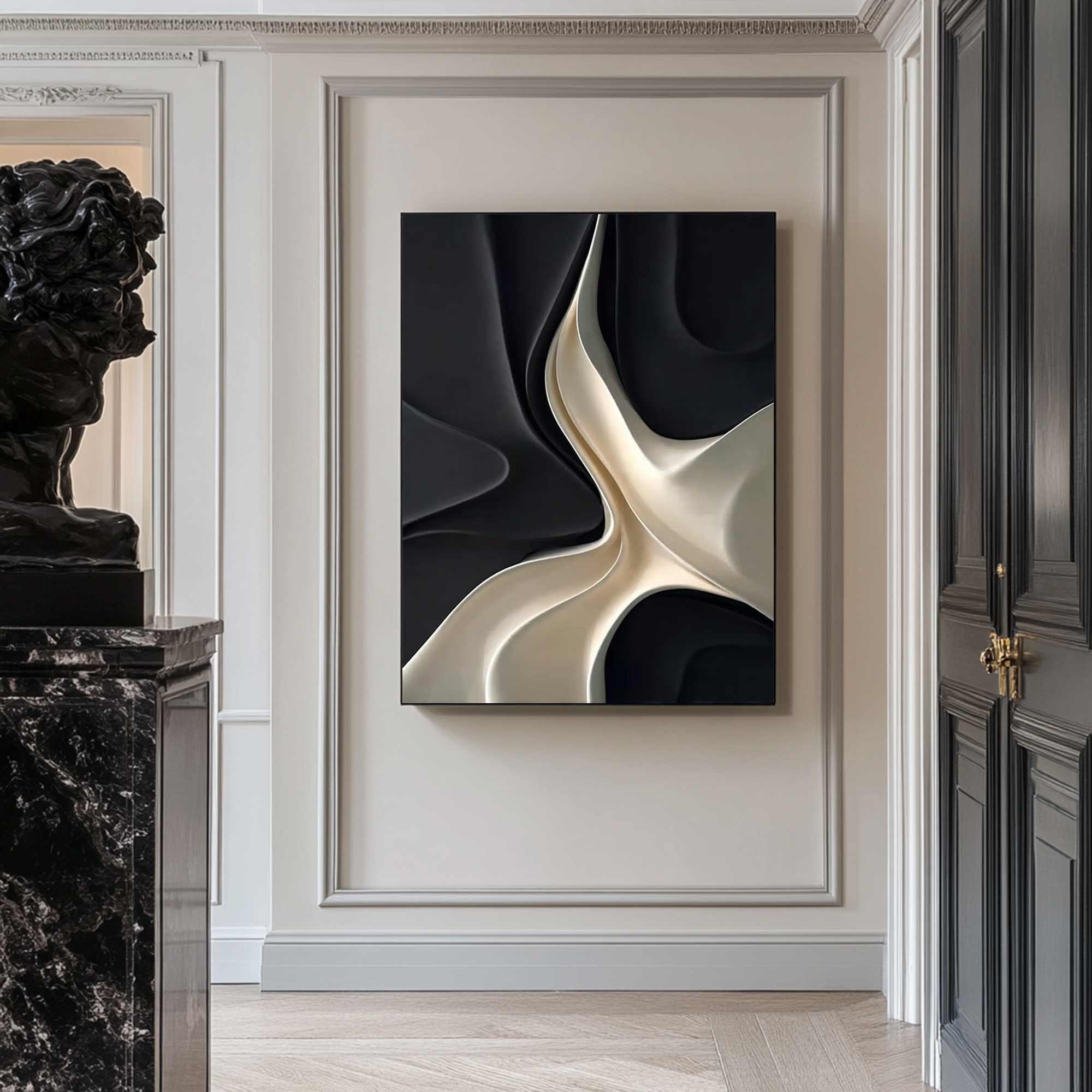 Black white texture wall art Wood Wall Decor Sculptured art Painting