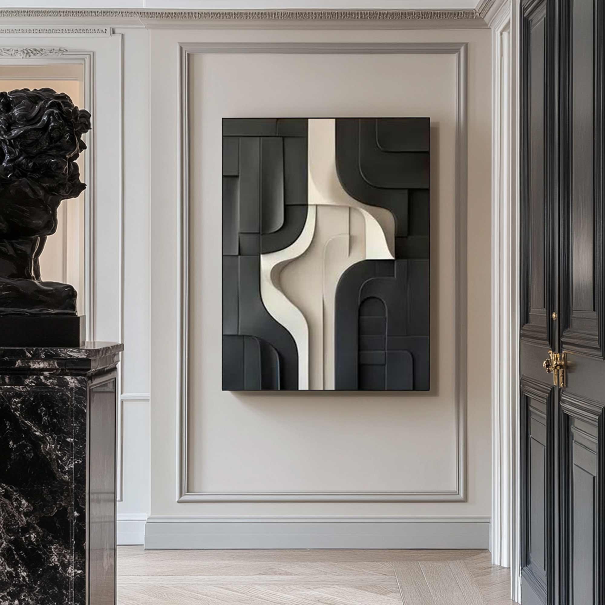 Wood Textured Wall Decor Black Sculptured Art Sculptured art Painting