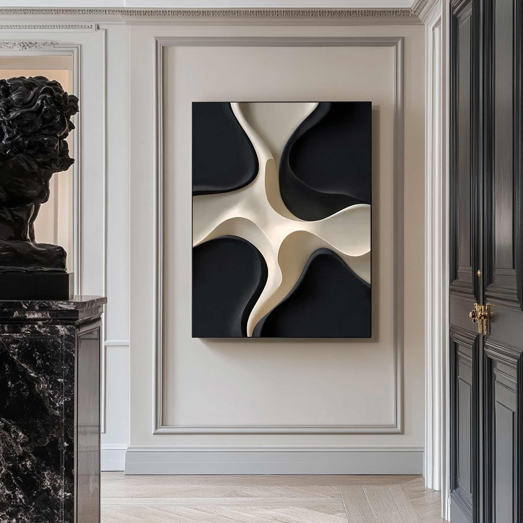 Black and white texture wall decor wood sculpture wall decor painting