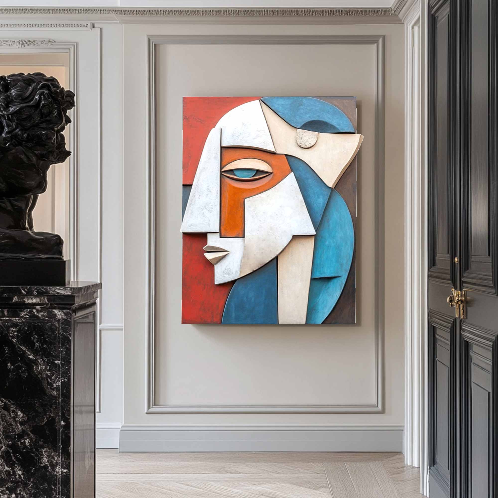 face 3D Textured Wall Decor Wood carving wall art Wooden wall decor Art