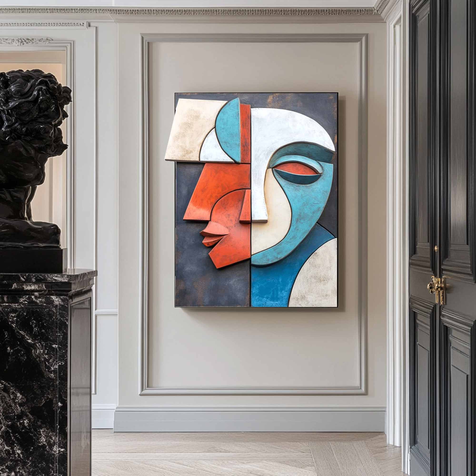 Face Sculptured art Painting face 3D Textured Wall Decor Wood wall art