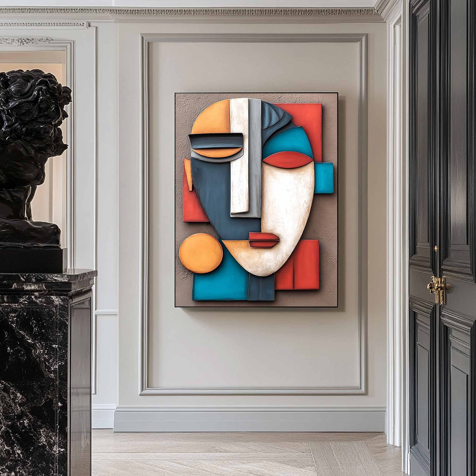 Wood carving wall art face 3D Textured Wall Decor face Sculptured art