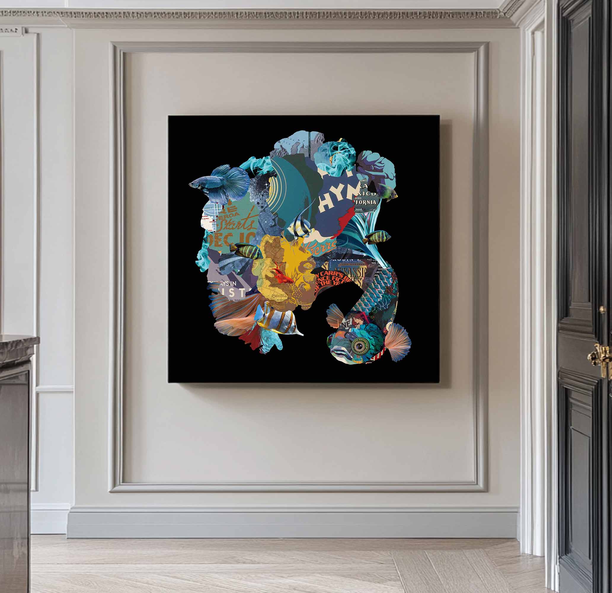 Color Carp Painting Collage art painting Carp collage art Carp painting