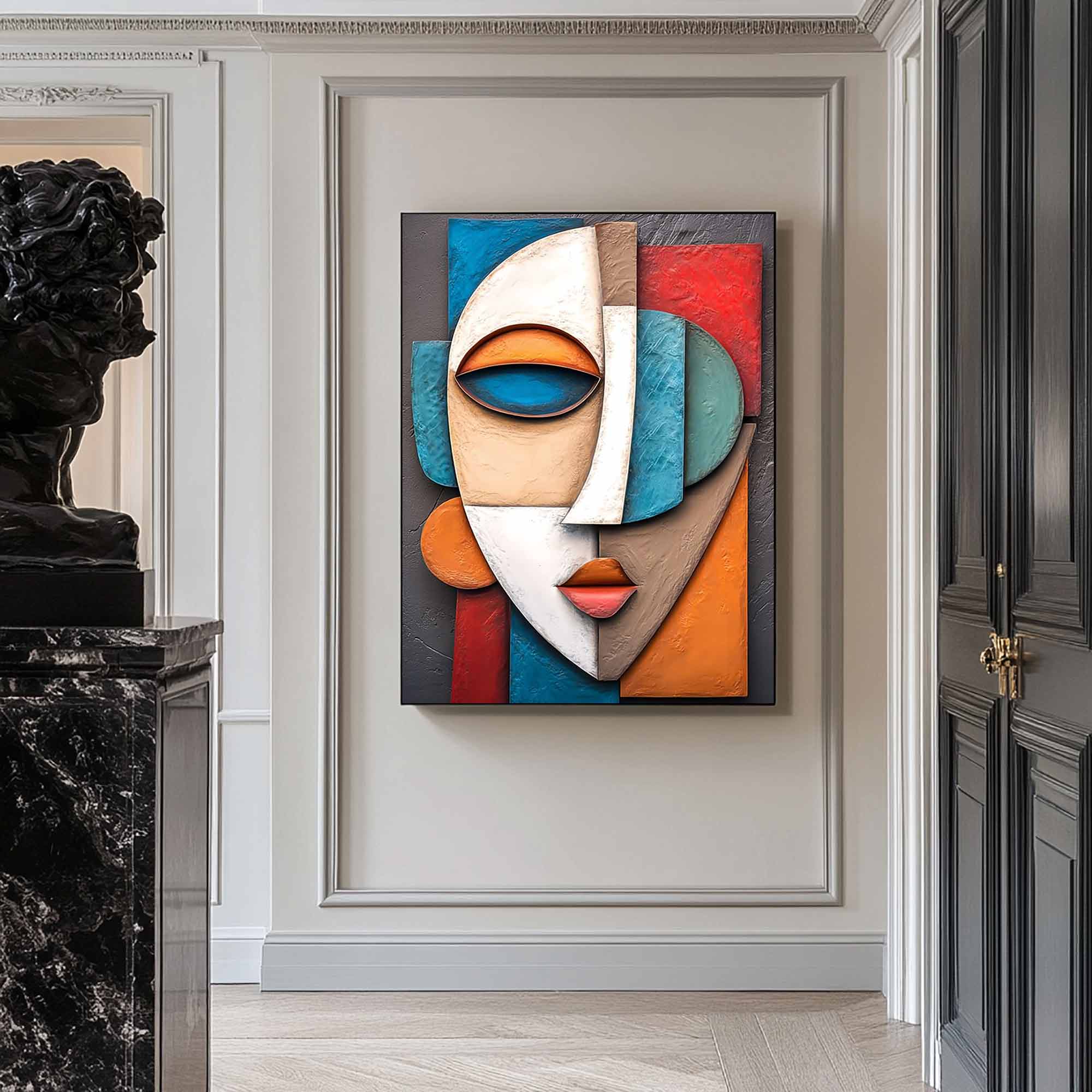 face Sculptured art Abstract Wood carving wall art Wooden wall decor Art