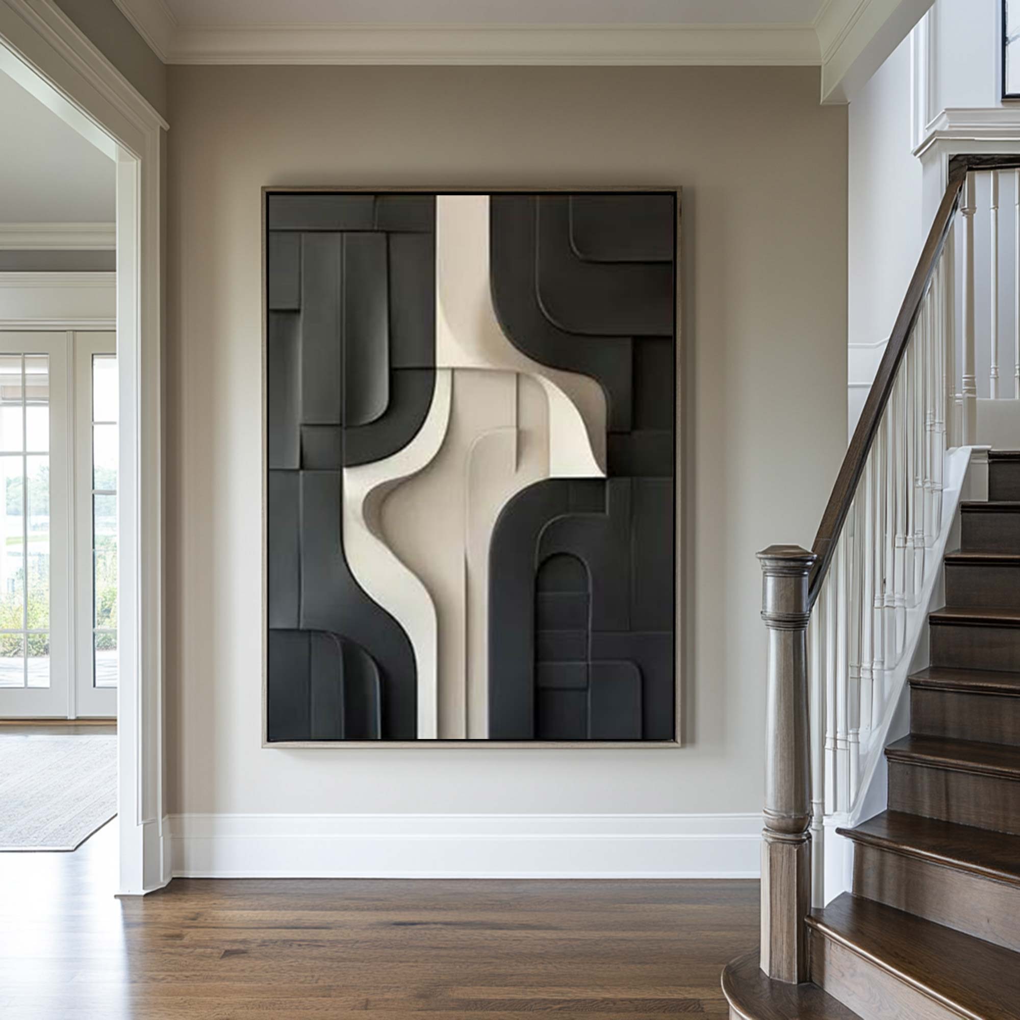 Wood Textured Wall Decor Black Sculptured Art Sculptured art Painting