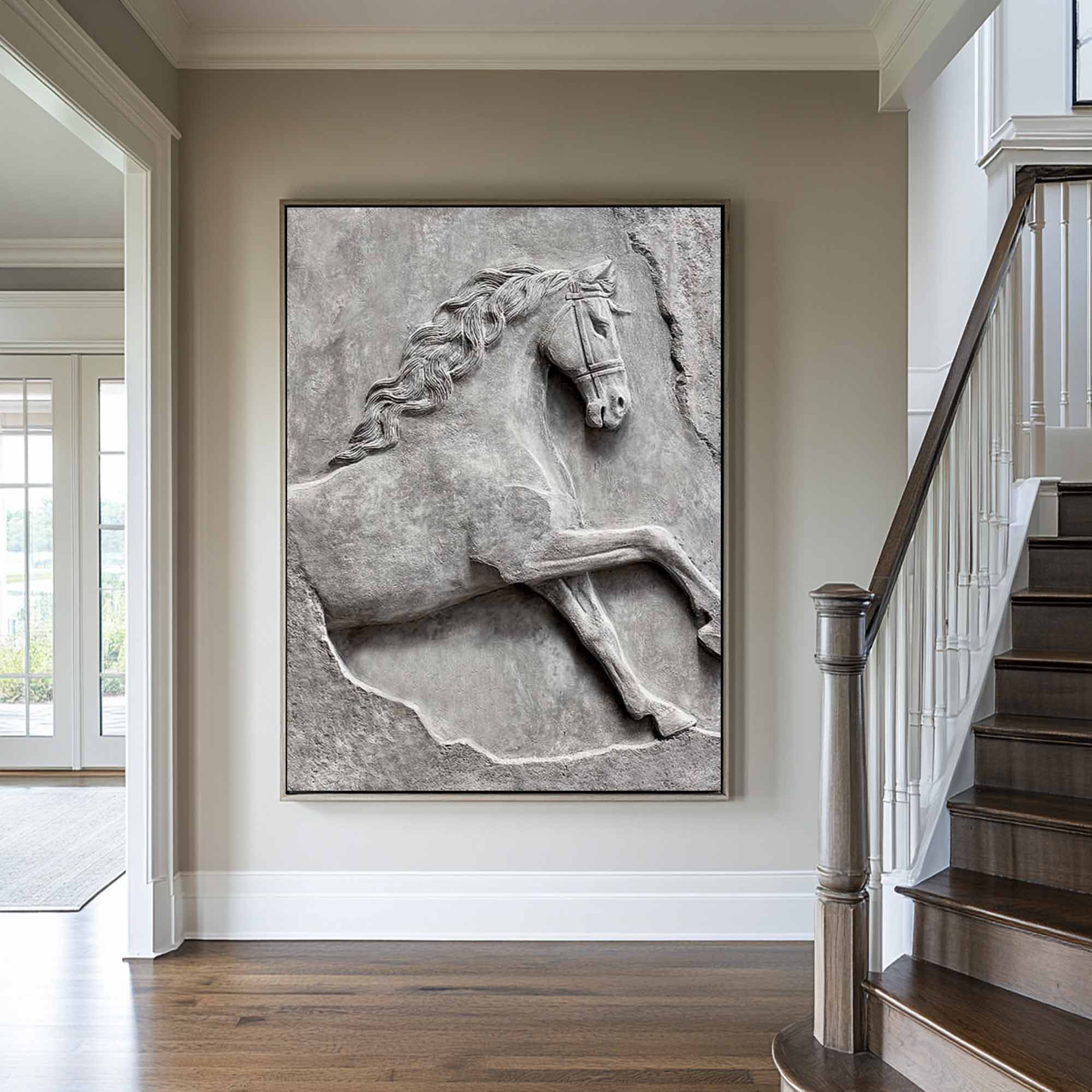 Horse Abstract wooden art horse 3D Textured Sculpture wall decor