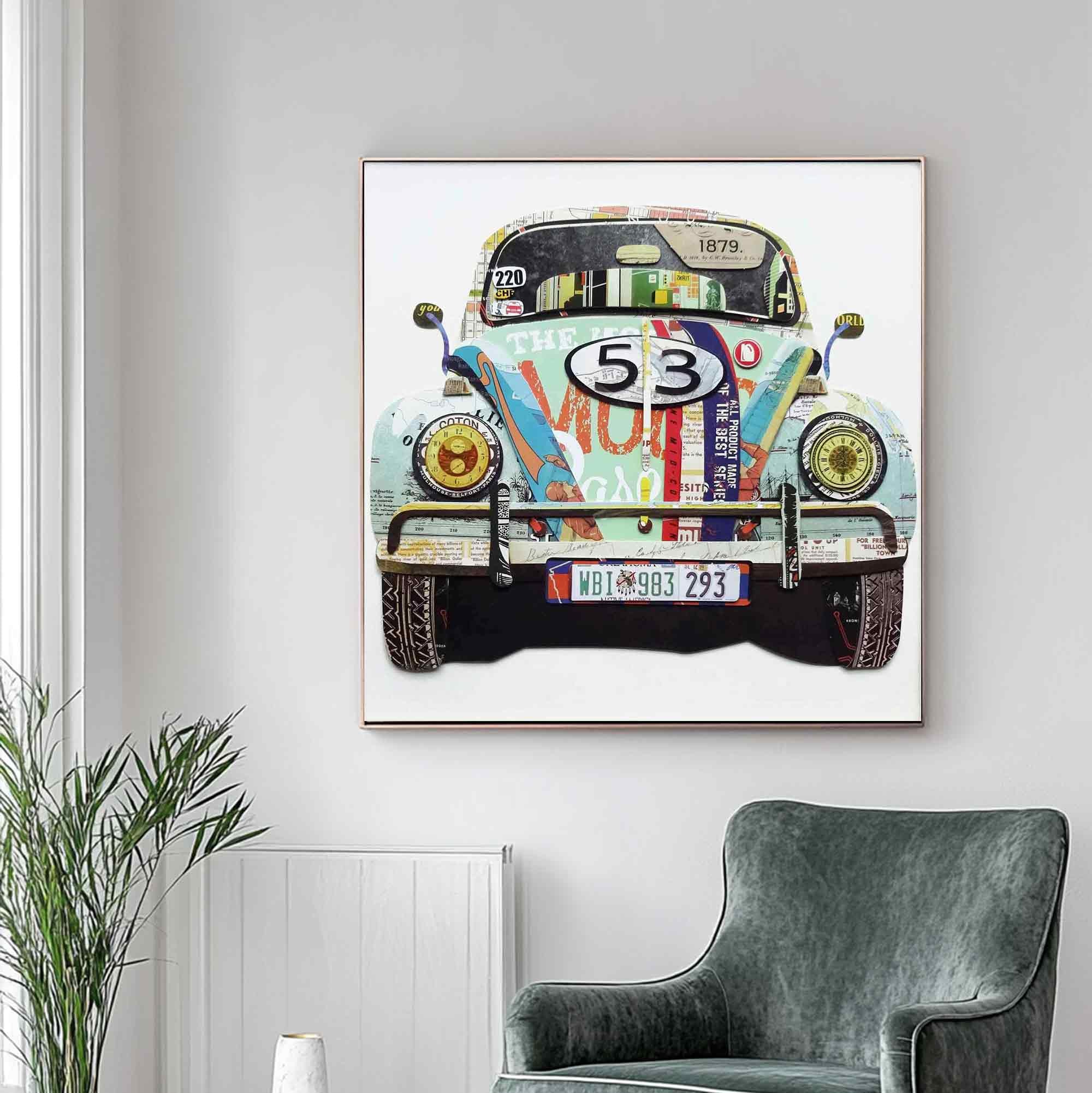 Car painting Car Collage art painting Car collage art 
