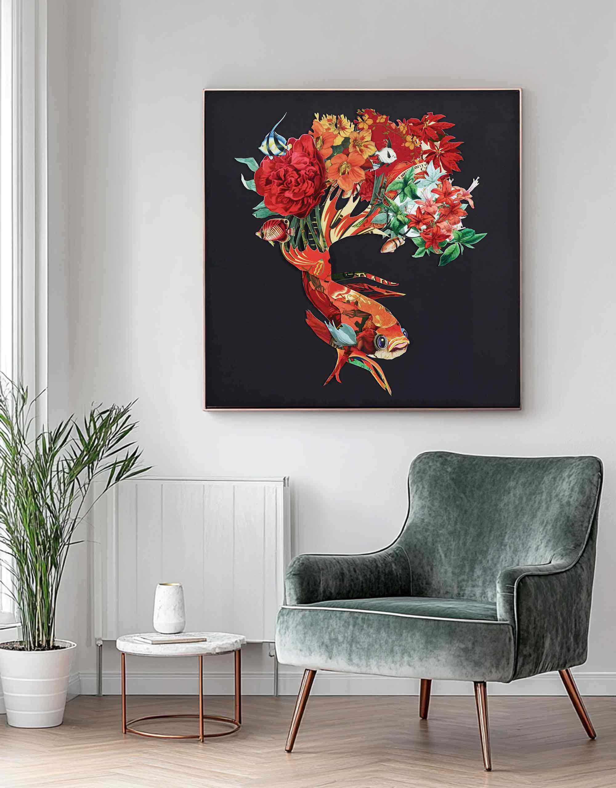 Carp Painting Collage art painting Animal collage art Carp painting