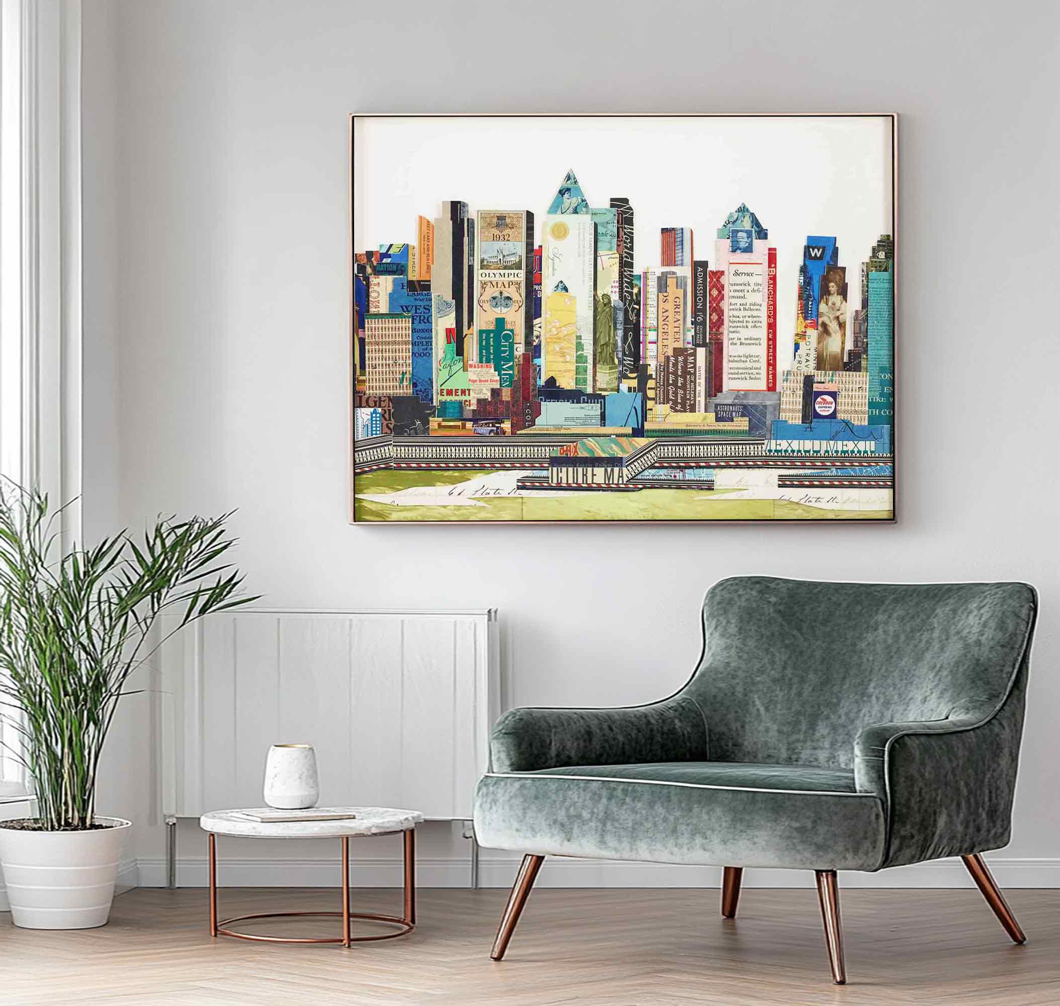 Abstract city painting Abstract city Collage art painting