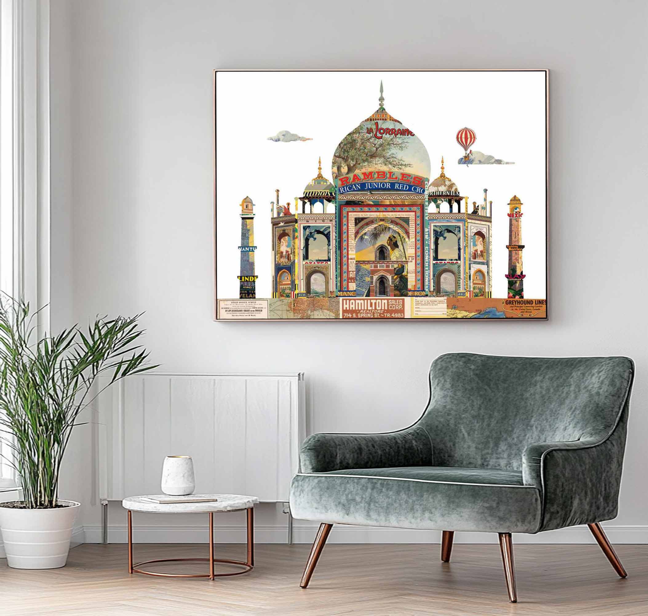 city Abstract Collage art painting White House Abstract painting 