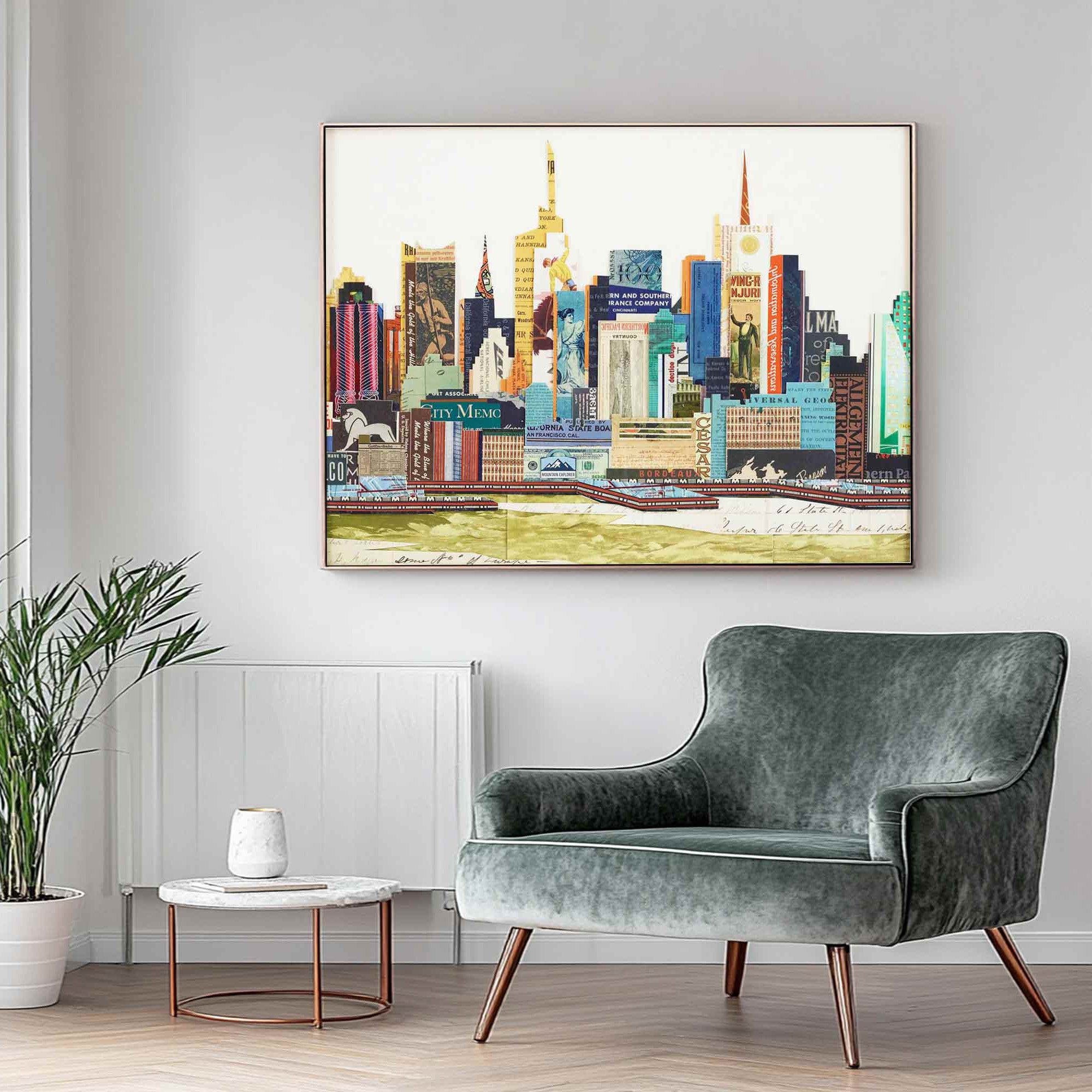 city Abstract Collage art painting Abstract city painting