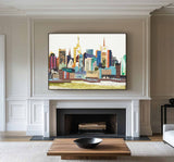 city Abstract Collage art painting Abstract city painting