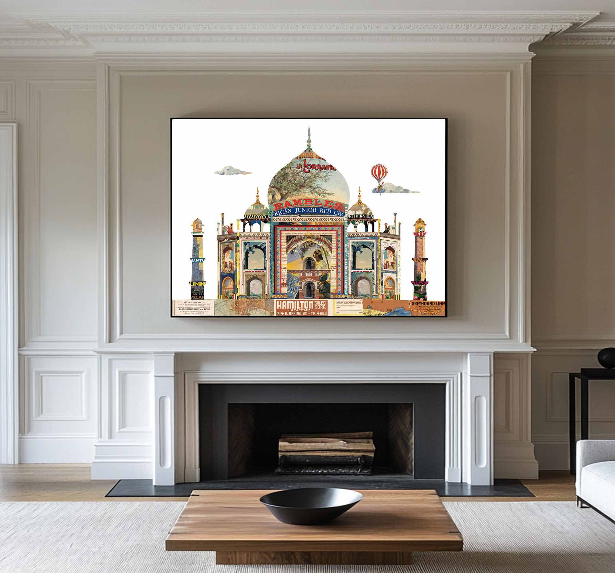 city Abstract Collage art painting White House Abstract painting 