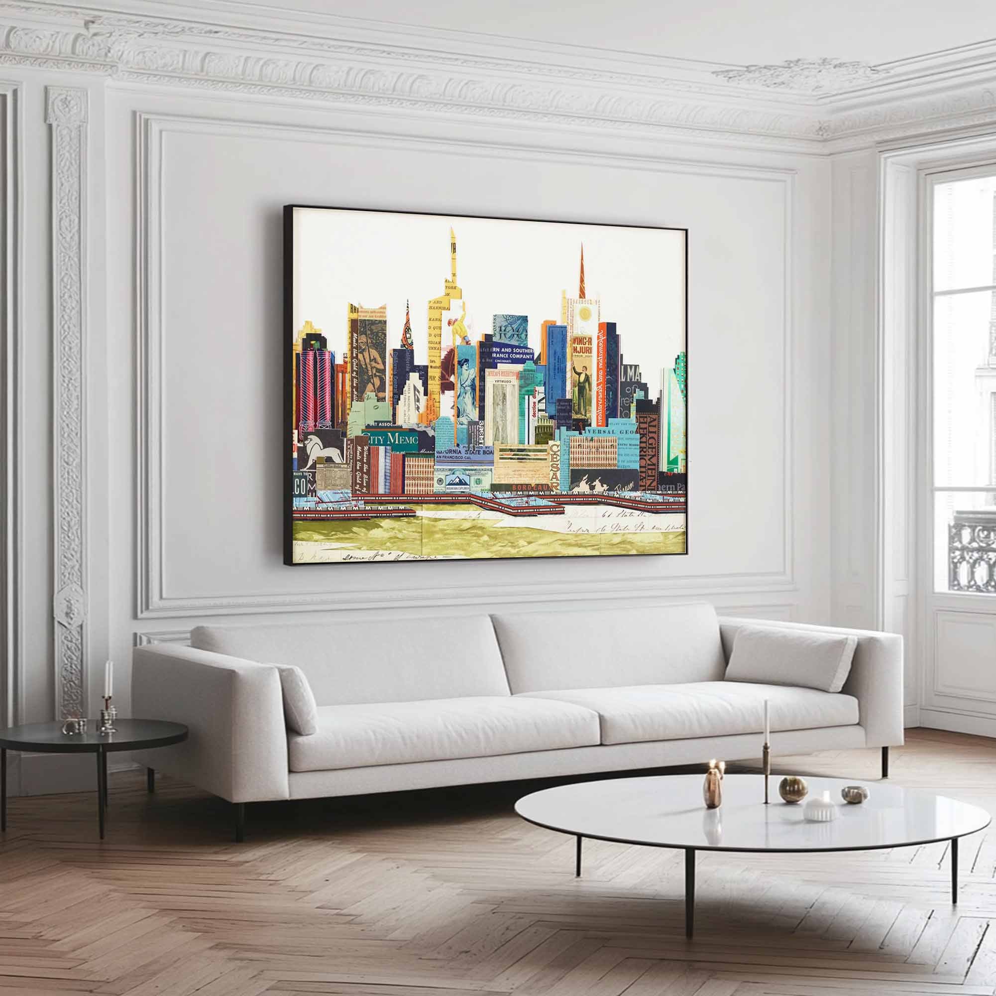 city Abstract Collage art painting Abstract city painting