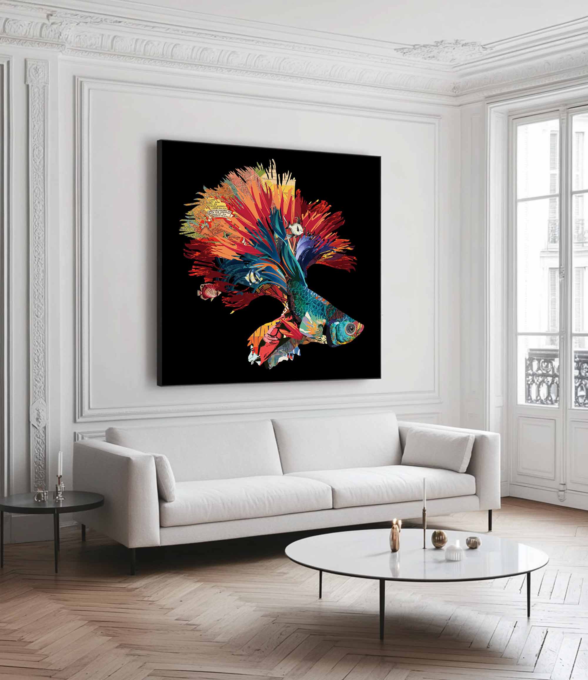 Color Carp Painting Collage art painting Carp collage art Carp painting