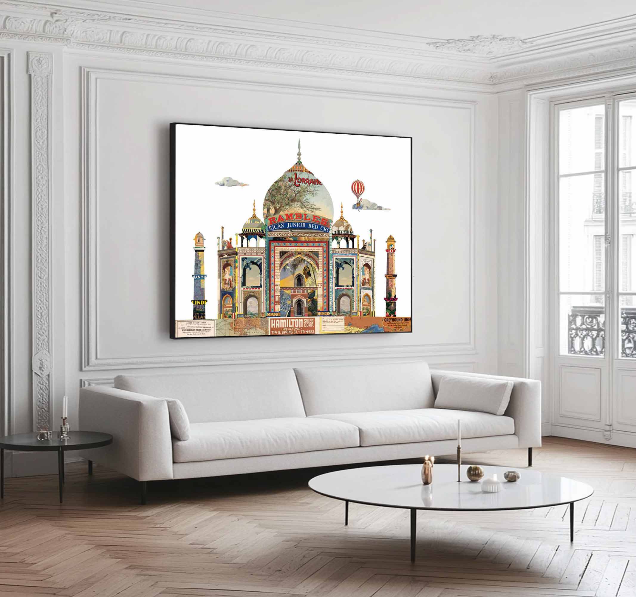 city Abstract Collage art painting White House Abstract painting 