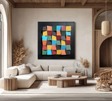 Colorful wood wall Textured Art Colorful Wood collage decor painting