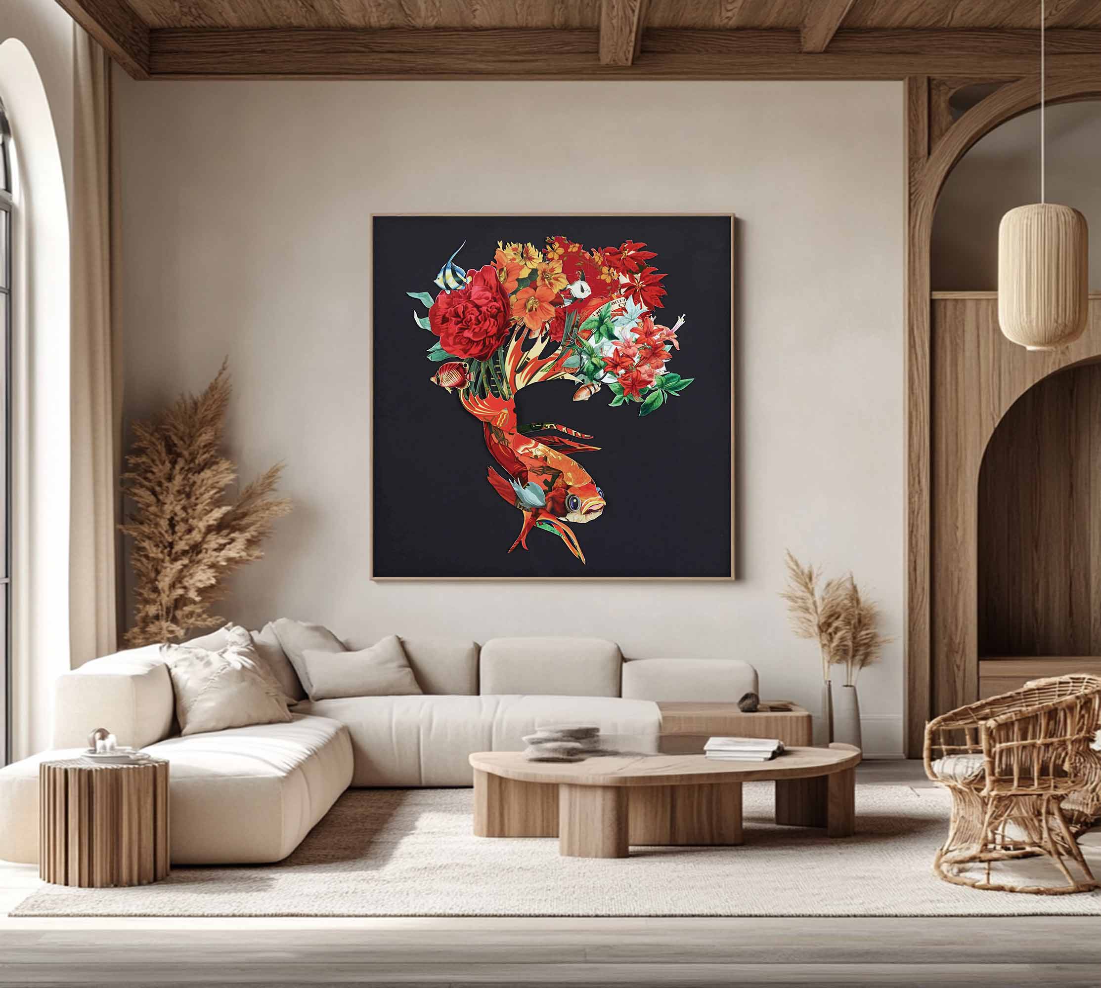 Carp Painting Collage art painting Animal collage art Carp painting