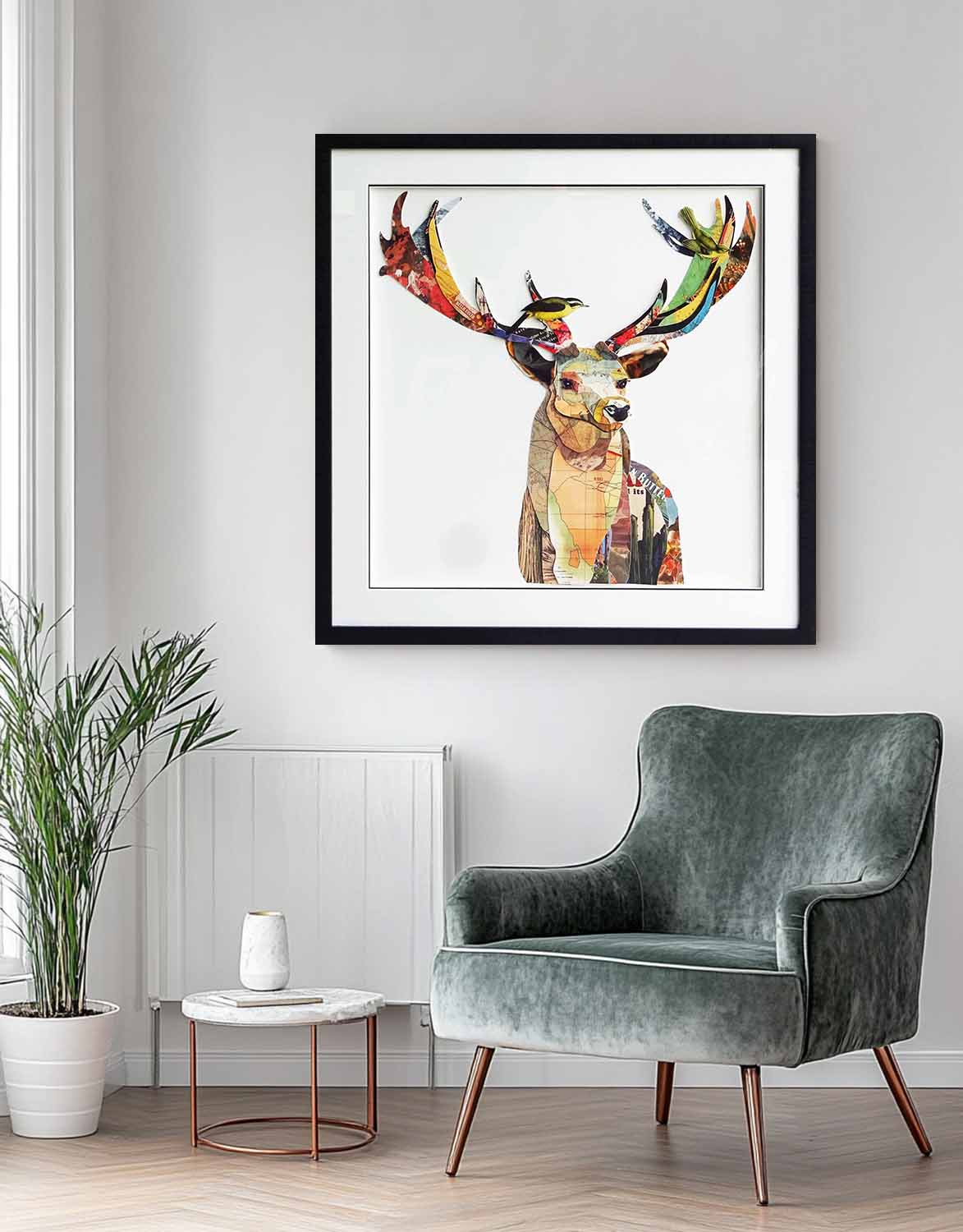 Animal collage art Deer Painting Collage art painting Colorful Painting