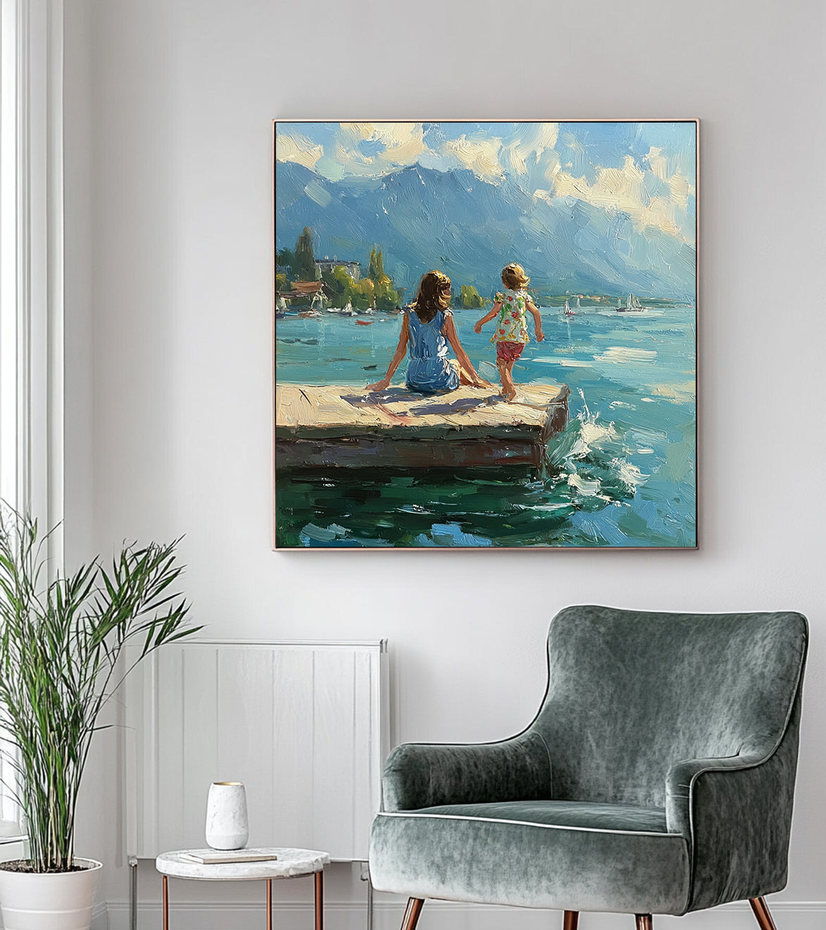 Summer landscape vacation art large Green Hand-painted oil painting 