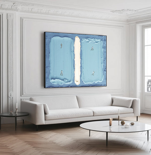 tennis art green tennis court art Blue tennis 3D textured impasto art