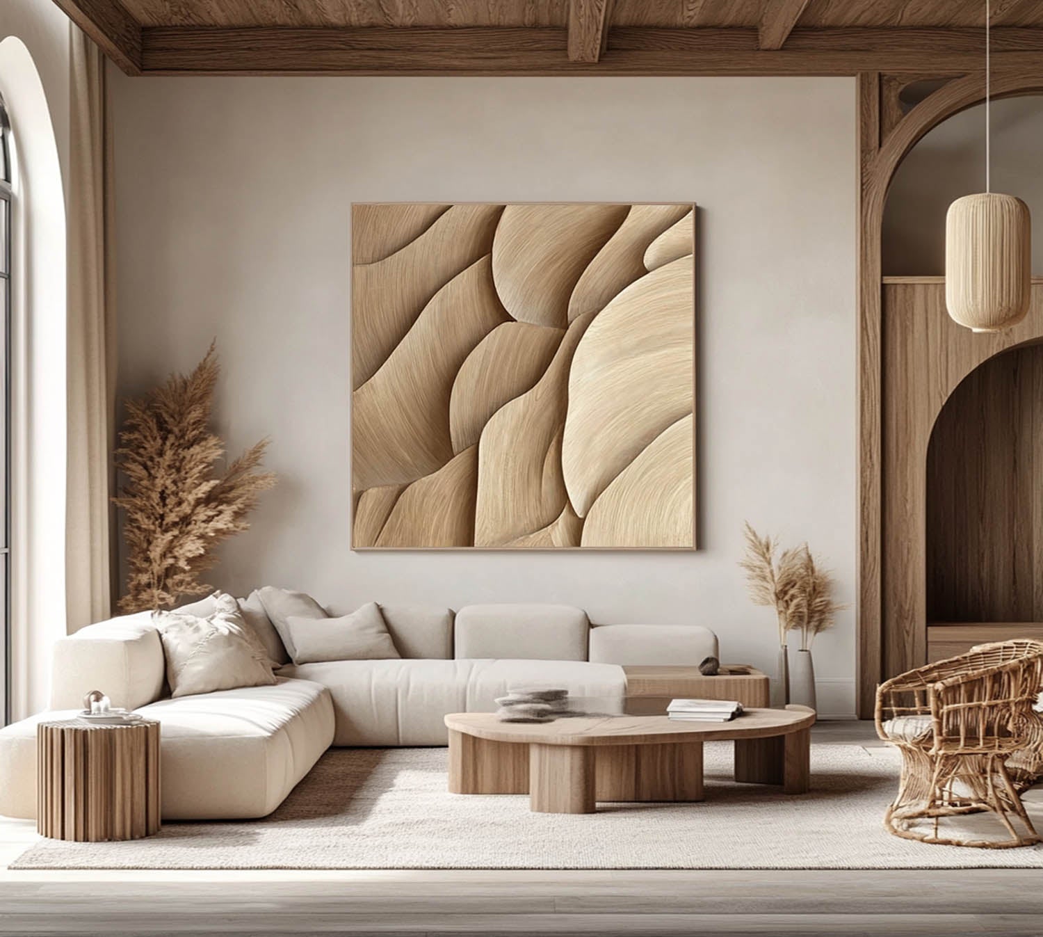 Geometric Wood Wall Art Wood carving wall art Sculptured art Painting