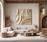 Beige Textured Wall Decor Wood 3D Textured Wall Decor Wood carving wall art