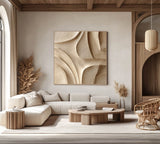 Wood carving wall art Beige Sculptured art Wooden wall decor