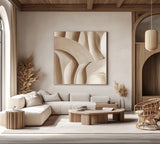 Wood carving wall art 3D Textured Wall Decor Beige Minimalist wall art