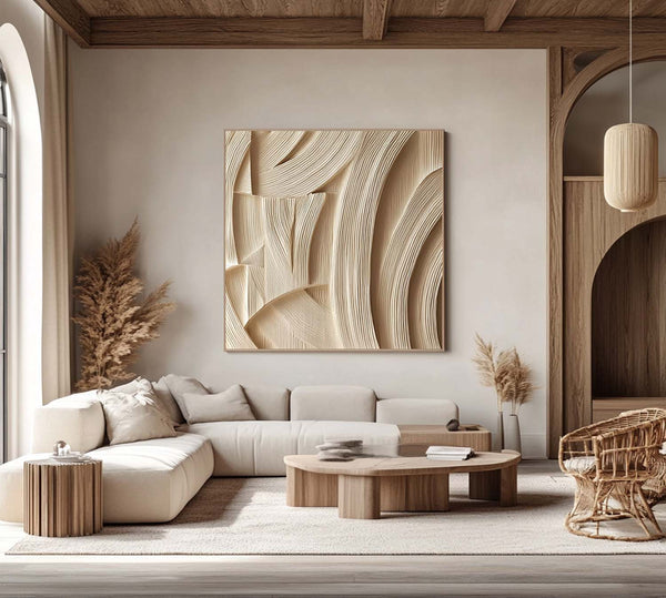 Sculptured art Painting Wood carving wall art 3D Textured Wall Decor 