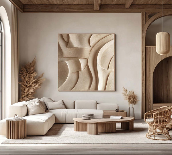 Geometric Wood Wall Art Wood carving wall art Sculptured art Painting