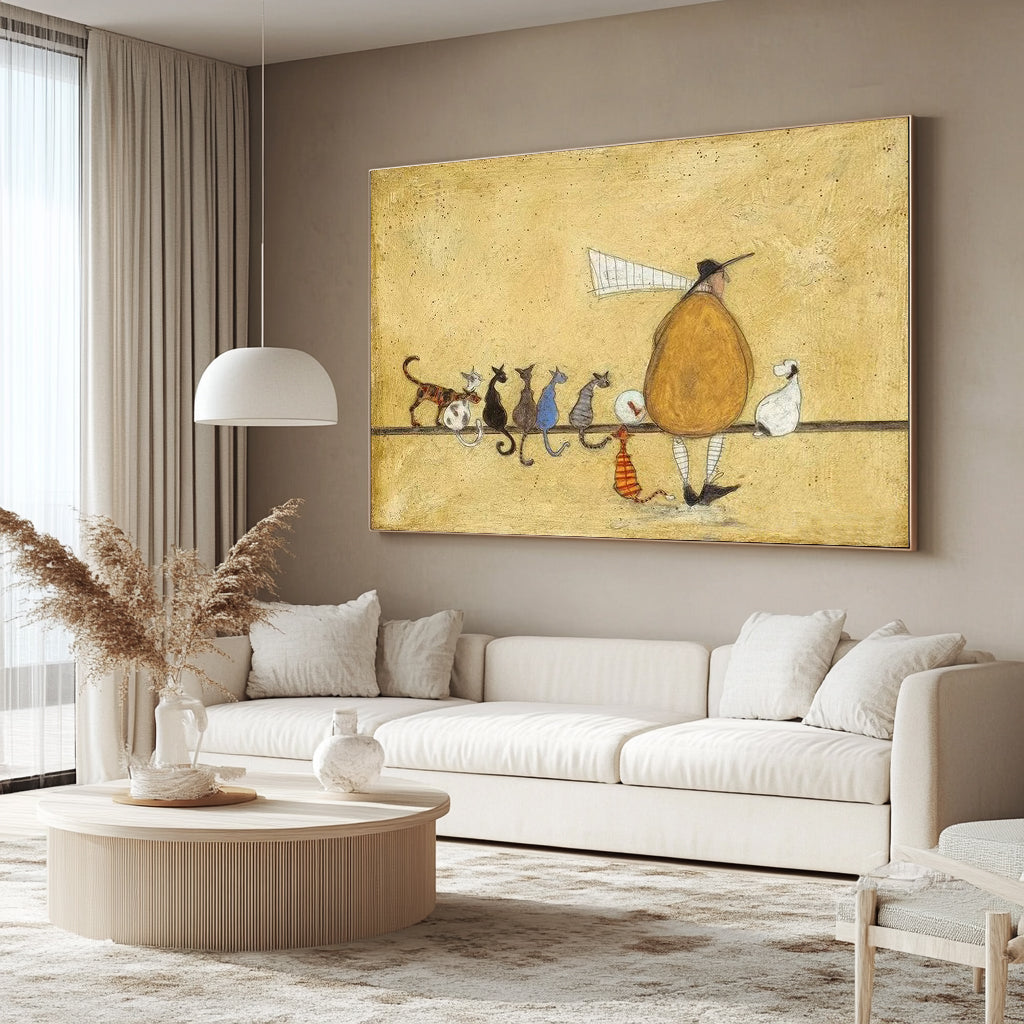 Hand painted cat wall art cat lover gift whimsical cat  painting retro cat illustration