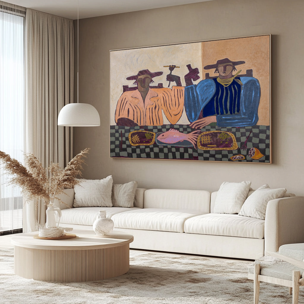 Large original figurative canvas art Rustic Contemporary Figures painting 