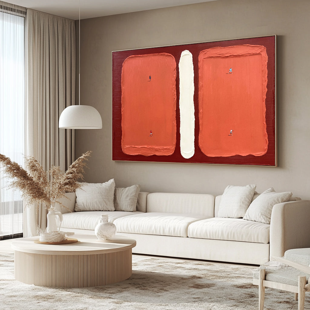 Tennis Art Red Tennis Court Art Red Tennis Ball 3D Texture Impasto Art