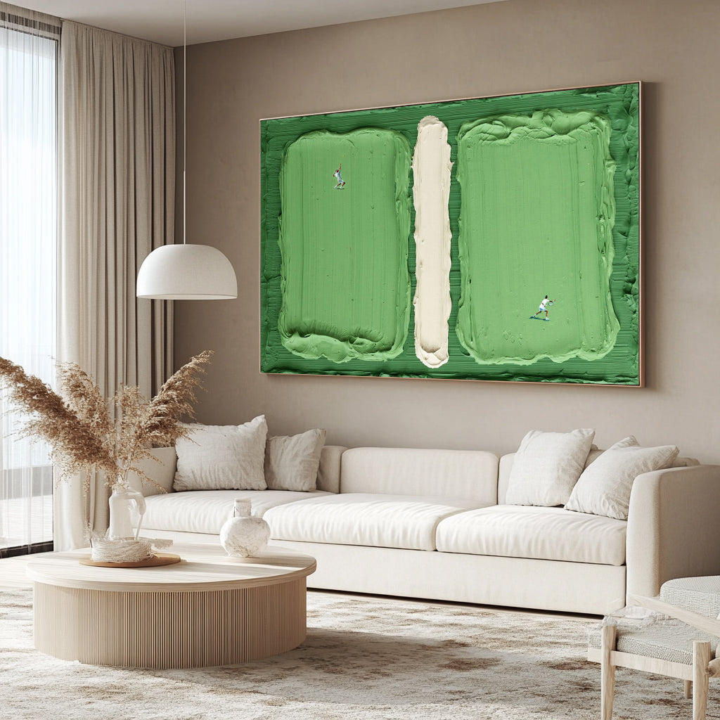 green Tennis Court Art green Tennis Ball 3D Texture Impasto Art