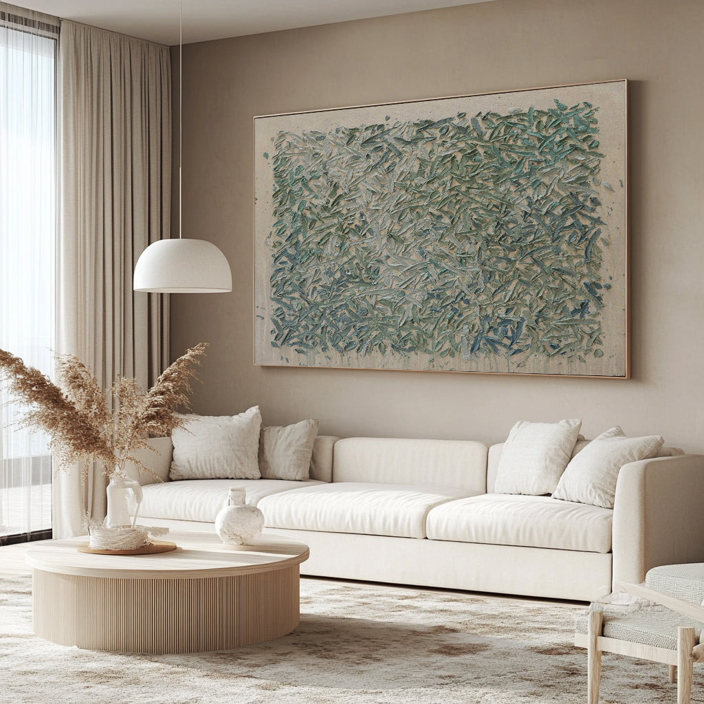 Green wall art Green textured wall art Large Green abstract painting