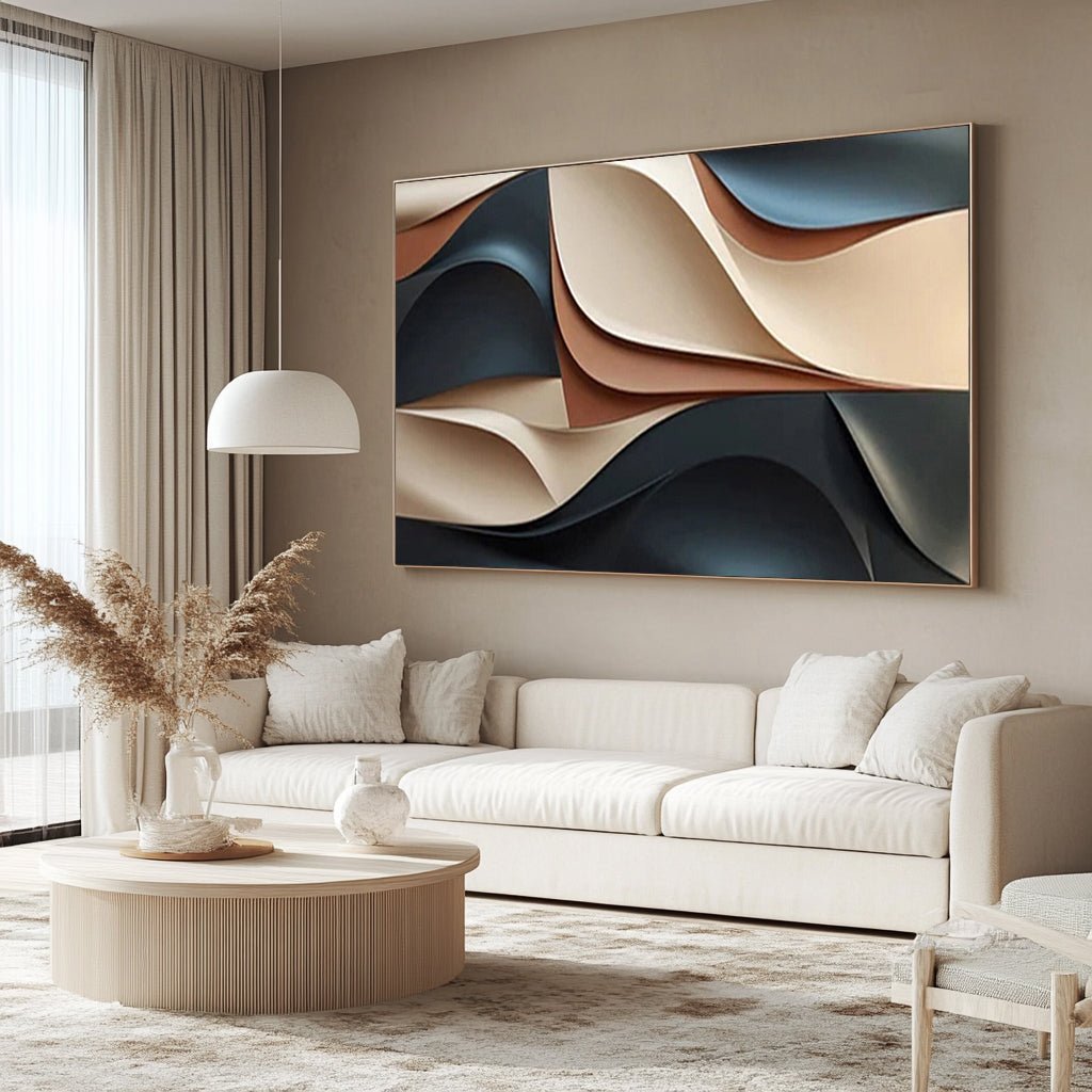 Art sculpture Textured Wall Decor Wood carving wall art Blue Sculptured art
