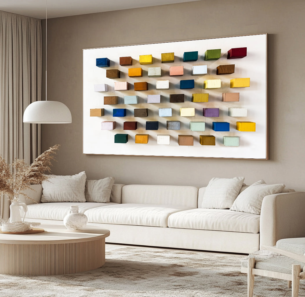 3D Wooden Wall Art Geometric Wood Wall Art Modern Wood Mosaic Wall Decor