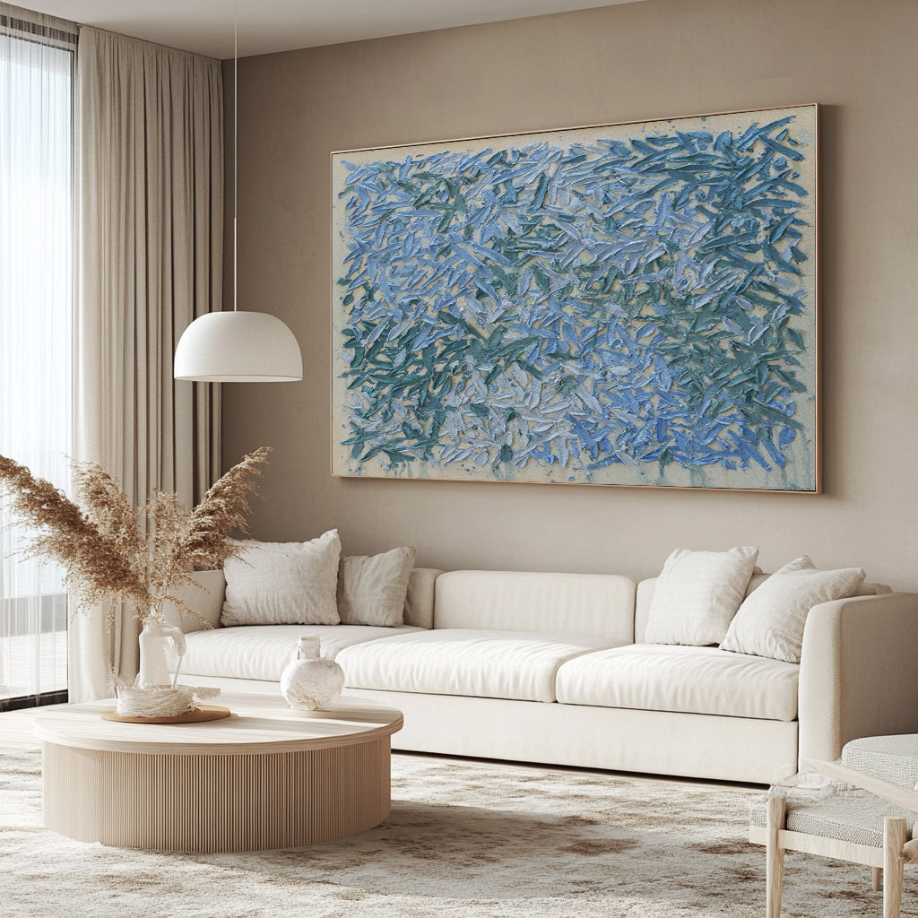 Blue textured wall art Large Blue abstract painting Blue wall art 